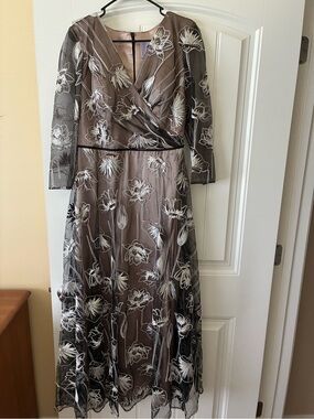 JS Collections Floral Embroidered 3/4 Sleeve Midi Dress. Mother of bride/groom